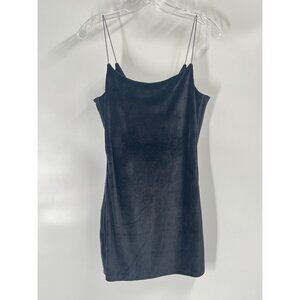 Victorias Secret Black Velvet Ribbed Mini Slip Dress Goth Sz Medium